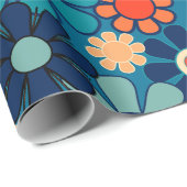 Groovy Retro 60er 70er Floral Pattern Geschenkpapier (Rolleneckpunkt)
