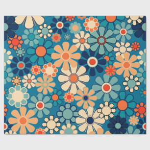 Groovy Retro 60er 70er Floral Pattern Geschenkpapier