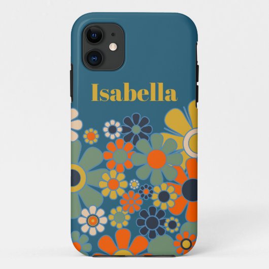 Groovy Retro 60er 70er Floral Pattern Personalisie Case-Mate iPhone Hülle (Rückseite)