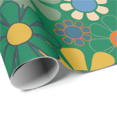 Groovy Retro 60er 70er Hippie Vintages Blumenmuste Geschenkpapier (Rolleneckpunkt)