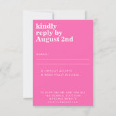Groovy Retro 60er Blume Bright Pink Green Wedding RSVP Karte (Vorderseite)