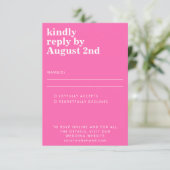 Groovy Retro 60er Blume Bright Pink Green Wedding RSVP Karte (Stehend Vorderseite)