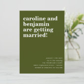 Groovy Retro 60er Blume Dark Green Boho Wedding Einladung (Stehend Vorderseite)