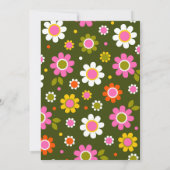 Groovy Retro 60er Blume Dark Green Boho Wedding Einladung (Rückseite)