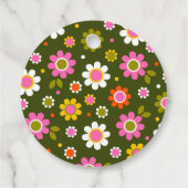 Groovy Retro 60er Blume Olive Green Baby Dusche Geschenkanhänger (Rückseite)