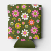 Groovy Retro 60er Blume Olivenöl Grünes Brautparty Dosenkühler (Rückseite)