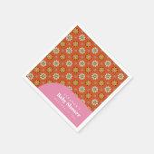 Groovy Retro 60er Blume Orange Babydusche nach Maß Serviette (Ecke)