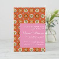 Groovy Retro 60er Blume Orange Pink Babydusche