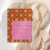 Groovy Retro 60er Blume Orange Pink Brautparty Einladung