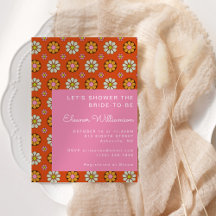 Groovy Retro 60er Blume Orange Pink Brautparty