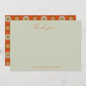 Groovy Retro 60er Blume Orange Pink Custom Dankeskarte (Vorne/Hinten)