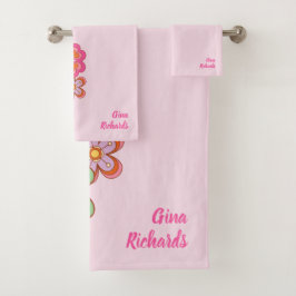 Groovy Retro 60er Hippie Badtuch Badhandtuch Set