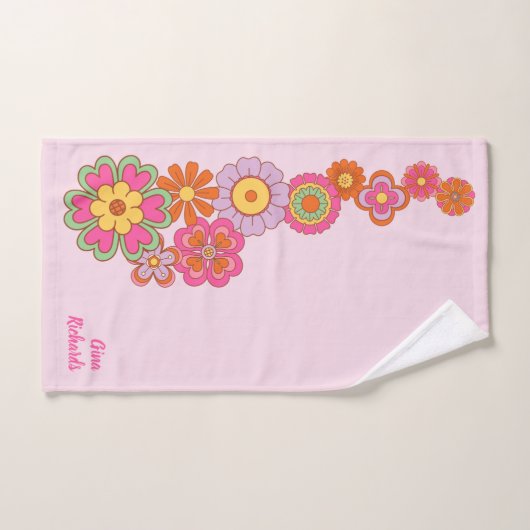 Groovy Retro 60er Hippie Badtuch Badhandtuch Set (Handtuch)