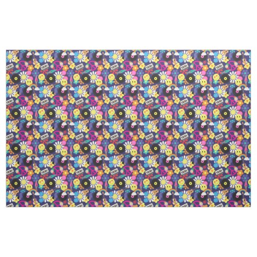 Groovy Retro 60er Hippie Pattern Stoff (Fat Quarter (45,7 x 55,9 cm))