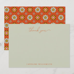 Groovy Retro 60er Jahre Blumen Orange Pink Benutze Dankeskarte