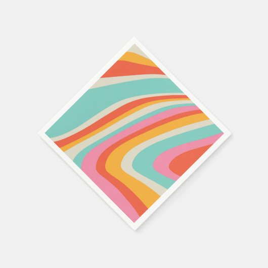 Groovy Retro 60er Wavy Lines Serviette (Ecke)