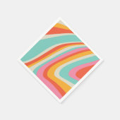 Groovy Retro 60er Wellenlinien Serviette (Ecke)