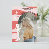 Groovy Retro 70er Abschluss Rosa Vintag Arch Einladung (Stehend Vorderseite)