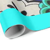 Groovy Retro 70er abstrakte Blumen-aquamarines Geschenkpapier (Rolleneckpunkt)