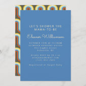 Groovy Retro 70er Blue Olive Green Baby Boy Dusche Einladung (Vorne/Hinten)