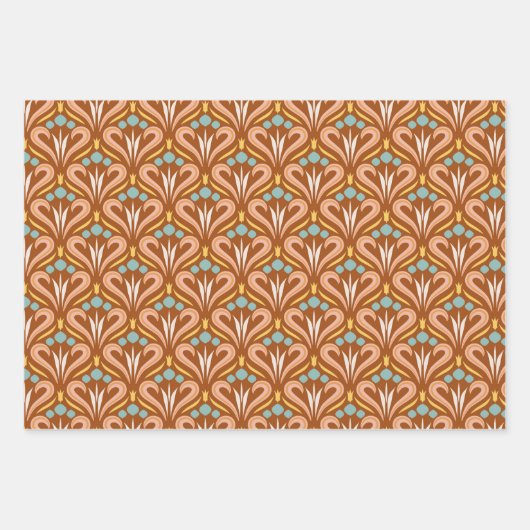 Groovy Retro 70er Blume und geometrische Muster Geschenkpapier Set (Vorderseite 3)