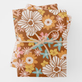 Groovy Retro 70er Blume und geometrische Muster Geschenkpapier Set (Beispiel)