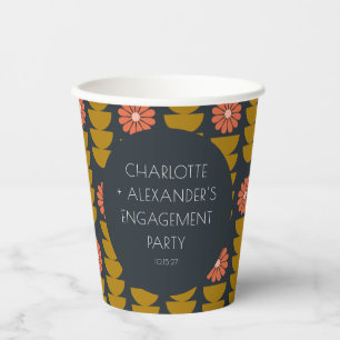 Groovy Retro 70er Blumen Hochzeitsparty Pappbecher