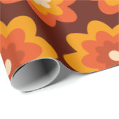 Groovy Retro 70er boho hippie Orange Blume Muster Geschenkpapier (Rolleneckpunkt)