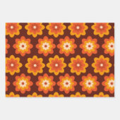 Groovy Retro 70er boho hippie Orange Blume Muster Geschenkpapier Set (Vorderseite 3)