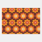 Groovy Retro 70er boho hippie Orange Blume Muster Geschenkpapier Set (Vorderseite 2)