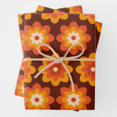 Groovy Retro 70er boho hippie Orange Blume Muster Geschenkpapier Set (Beispiel)