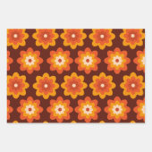 Groovy Retro 70er boho hippie Orange Blume Muster Geschenkpapier Set (Vorderseite)