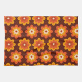 Groovy Retro 70er boho hippie Orange Blume Muster Geschirrtuch (Horizontal)