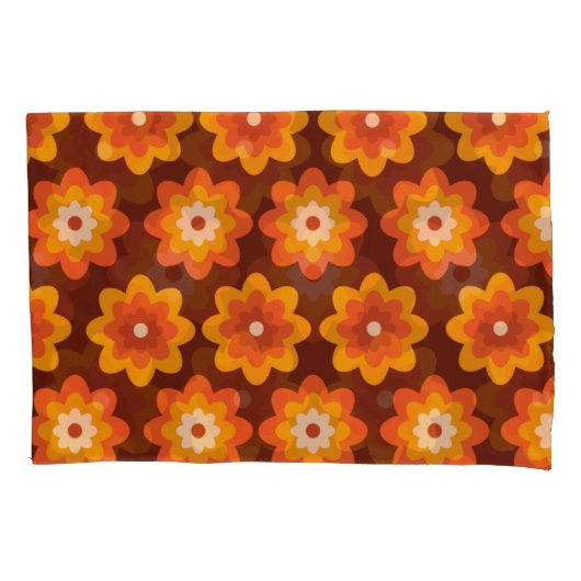 Groovy Retro 70er boho hippie Orange Blume Muster Kissenbezug (Vorderseite)
