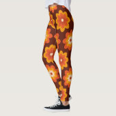 Groovy Retro 70er boho hippie Orange Blume Muster Leggings (Links)