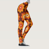 Groovy Retro 70er boho hippie Orange Blume Muster Leggings (Rechts)