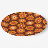 Groovy Retro 70er boho hippie Orange Blume Muster Pappteller (Schrägansicht)
