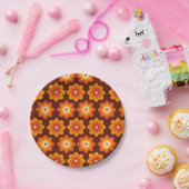 Groovy Retro 70er boho hippie Orange Blume Muster Pappteller (Party)