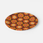 Groovy Retro 70er boho hippie Orange Blume Muster Pappteller (Schrägansicht)