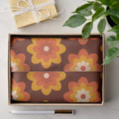 Groovy Retro 70er boho hippie Orange Blume Muster Seidenpapier (Geschenk)