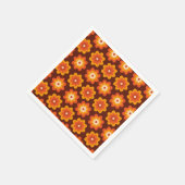 Groovy Retro 70er boho hippie Orange Blume Muster Serviette (Ecke)
