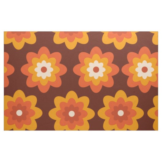 Groovy Retro 70er boho hippie Orange Blume Muster Stoff (Fat Quarter (45,7 x 55,9 cm))