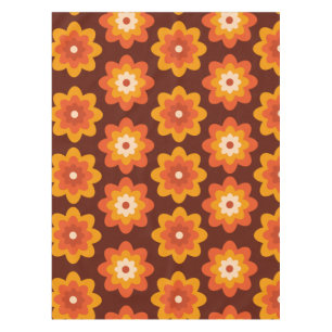 Groovy Retro 70er Boho Hippie Orange Blume Muster Tischdecke