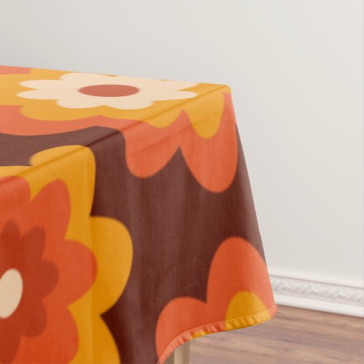Groovy Retro 70er Boho Hippie Orange Blume Muster Tischdecke (Beispiel)