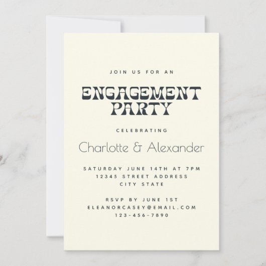 Groovy Retro 70er Botanische Engagement Partei Einladung (Vorderseite)