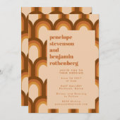 Groovy Retro 70er Brown Design Hochzeit in einem Einladung (Vorne/Hinten)