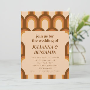 Groovy Retro 70er Brown Unique Wedding RSVP Websit Einladung