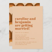 Groovy Retro 70er Design Beige Terracotta Wedding Einladung (Vorne/Hinten)