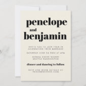 Groovy Retro 70er Design Black All-in-One Hochzeit Einladung (Vorderseite)