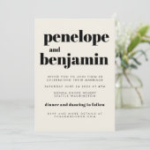 Groovy Retro 70er Design Black All-in-One Hochzeit Einladung (Stehend Vorderseite)